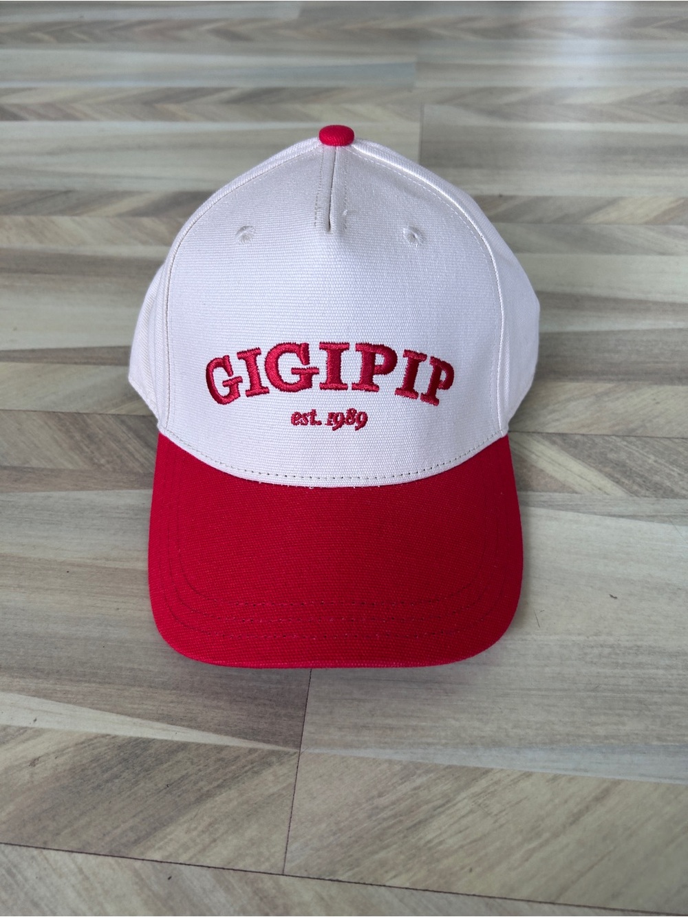 GIGI PIP Cream and Red Baseball Cap with Embroidered Logo